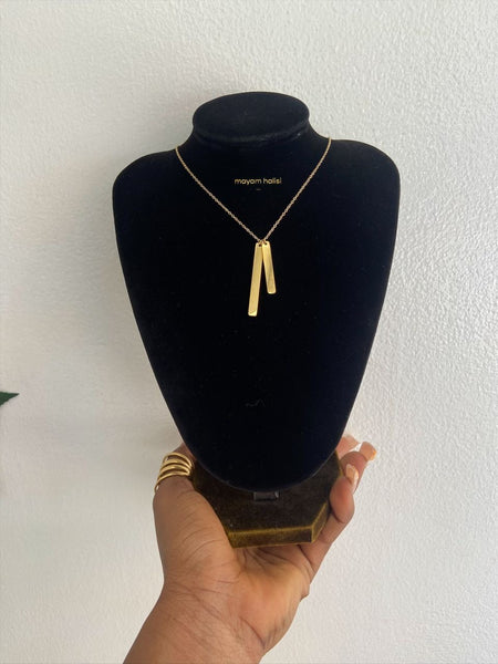 Collier double tige vertical à personnaliser