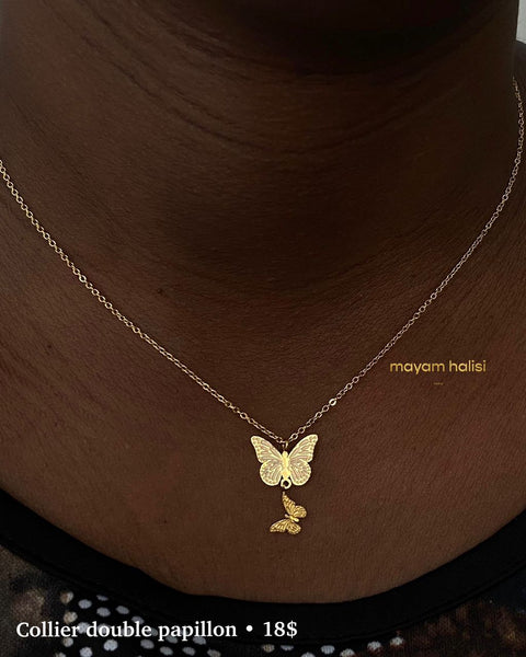 Collier double papillon