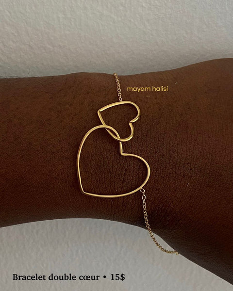 Bracelet double coeur